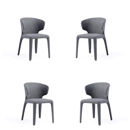 Manhattan Comfort Conrad Woven Tweed Dining Chair in Grey - Set of 4 2-DC031-WGY